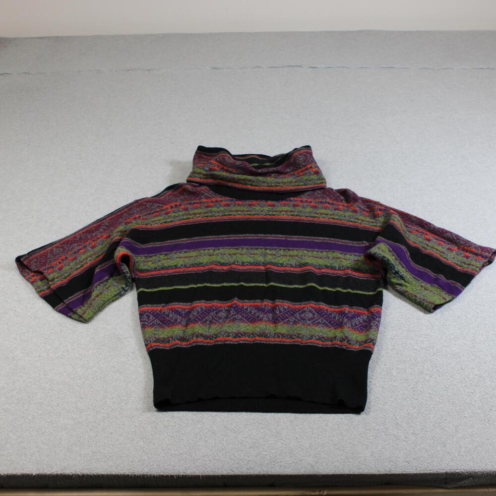 Lauren Ralph Sweater Women Large Black Cowl Neck Striped Lagenlook Boho 90s Y2K